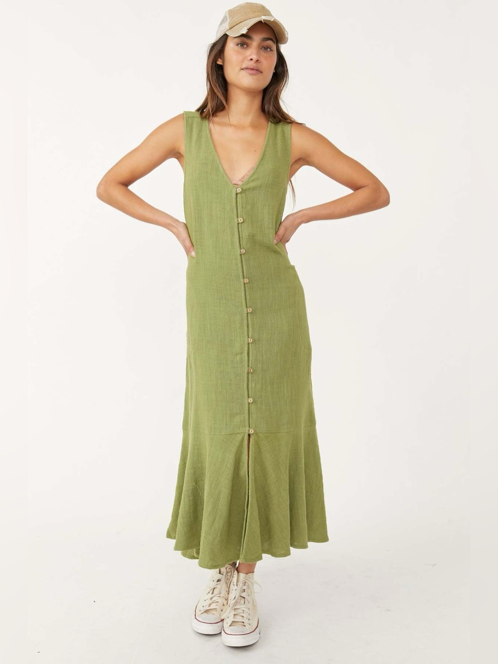 Free people Valerie vest dress green midi 57073